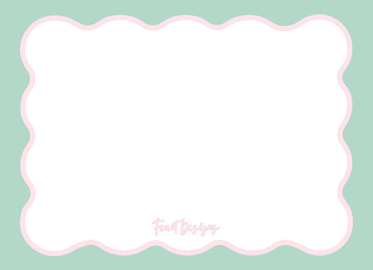 Mint & Pink Wave Notecard