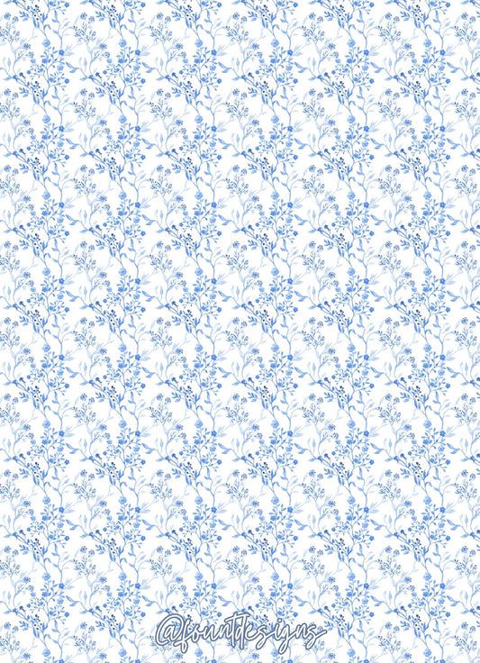 Blue Floral Holiday Card