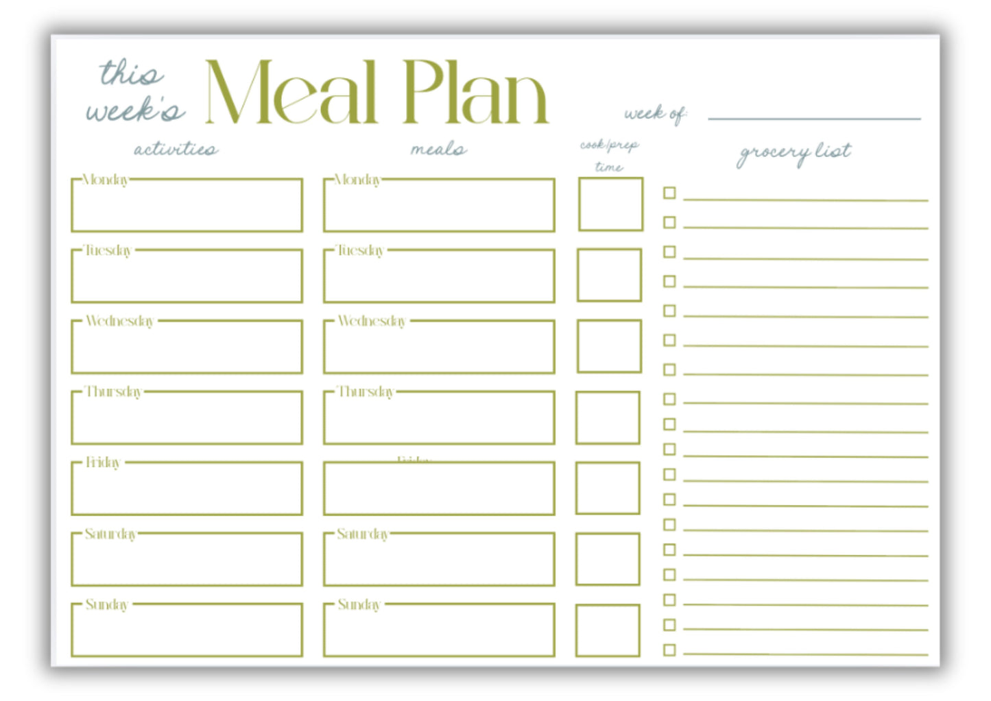 Meal Planning Notepad