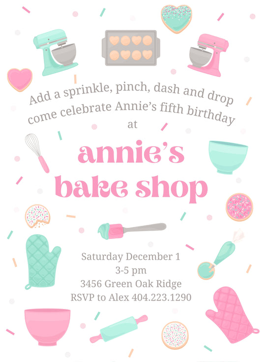 Bake Shop Birthday Invitation