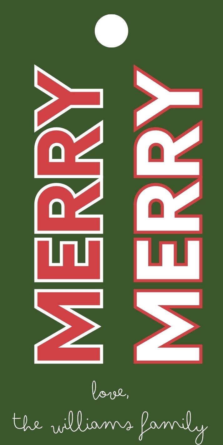 Green Merry Merry Rectangle Gift Tags