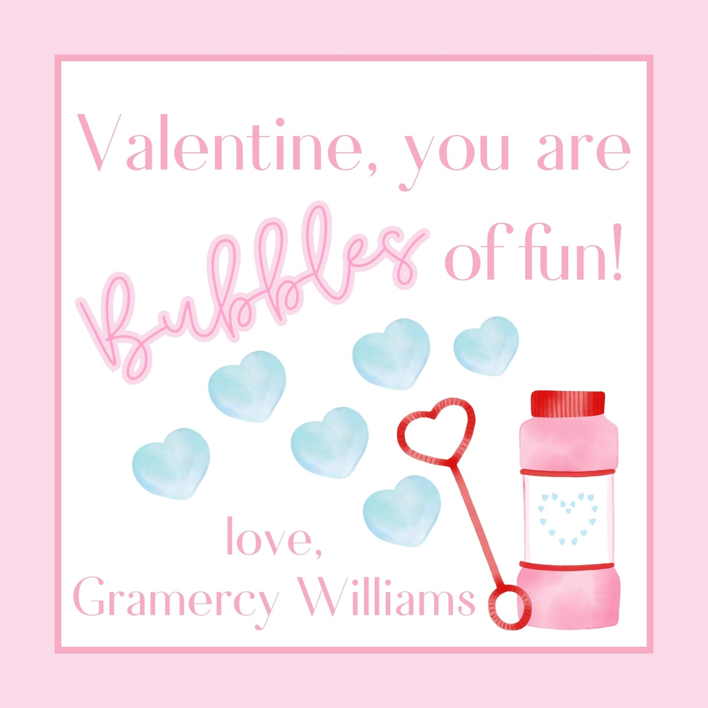 Girl's Bubbles Valentine's Card