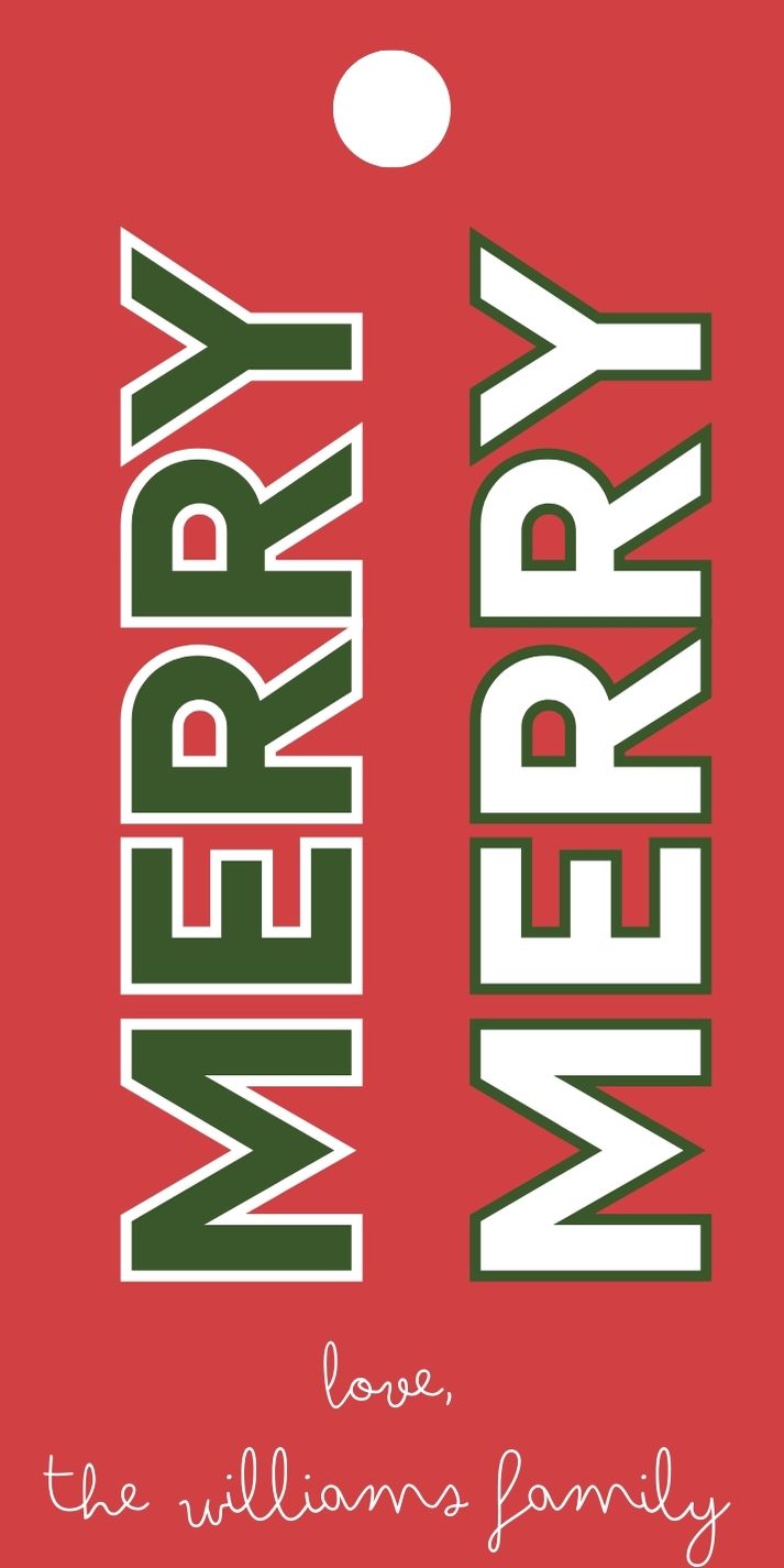 Red Merry Merry Rectangle Gift Tags