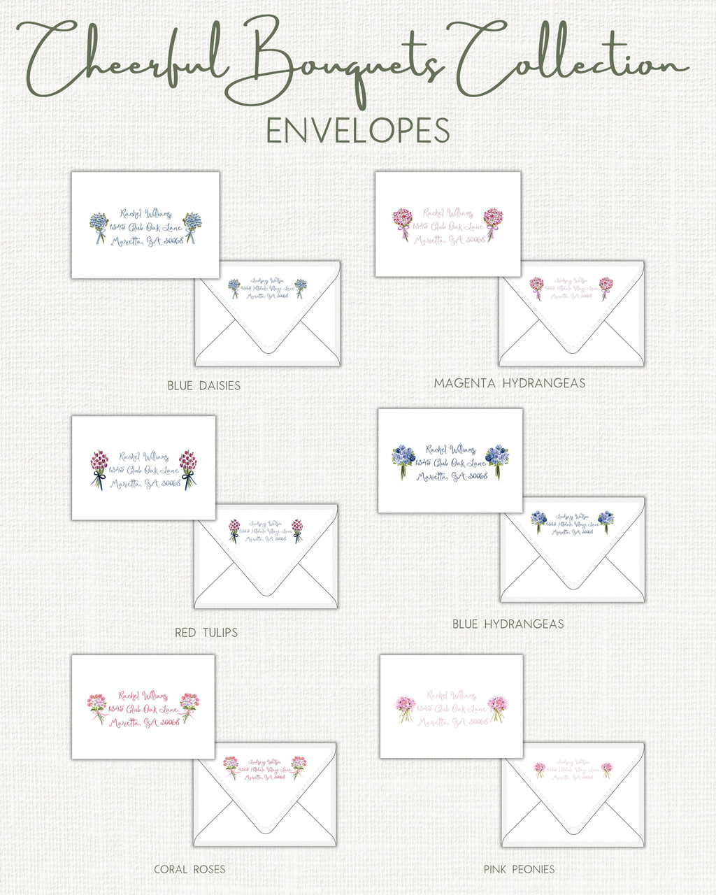 Cheerful Bouquets Stationery Sets