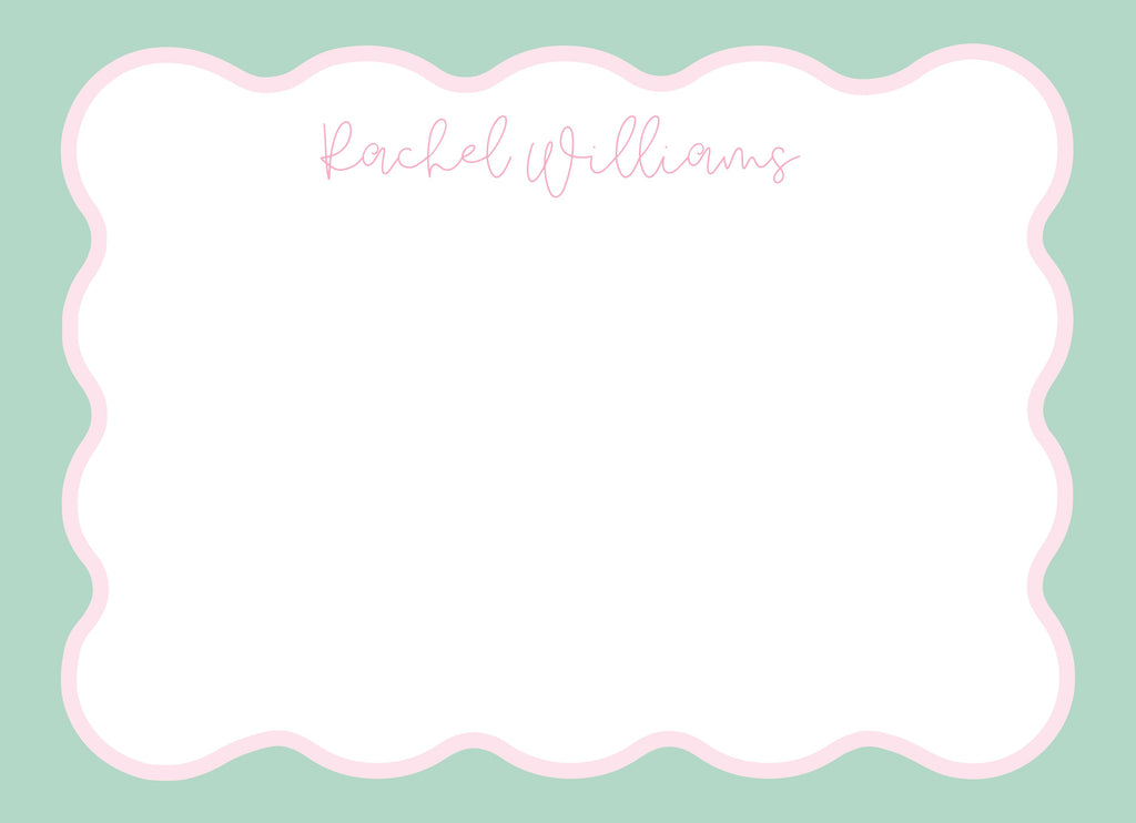 Mint & Pink Wave Notecard