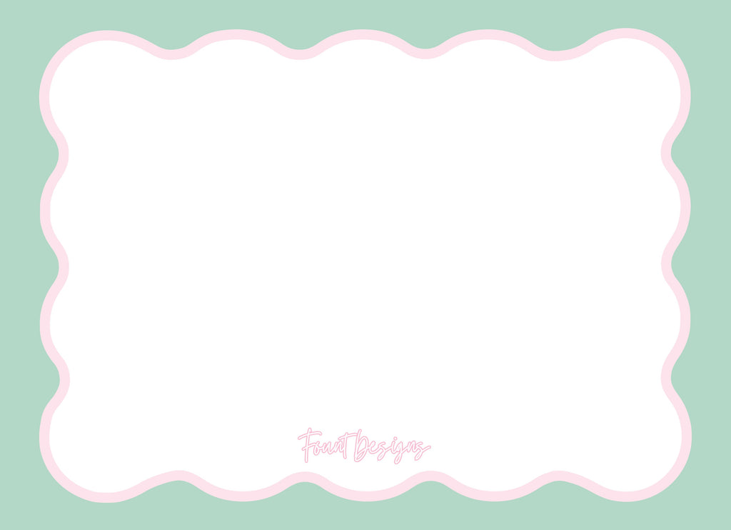 Mint & Pink Wave Notecard