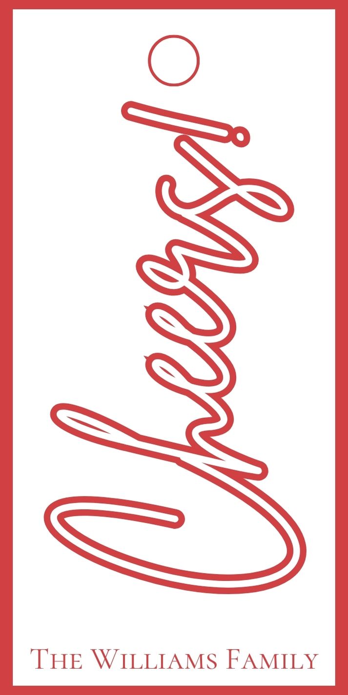 Red and White Cheers Rectangle Gift Tag