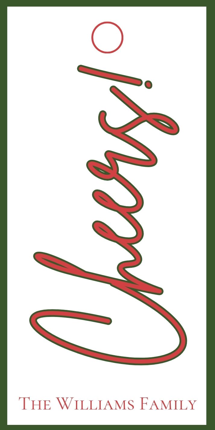 Green and Red Cheers Rectangle Gift Tag