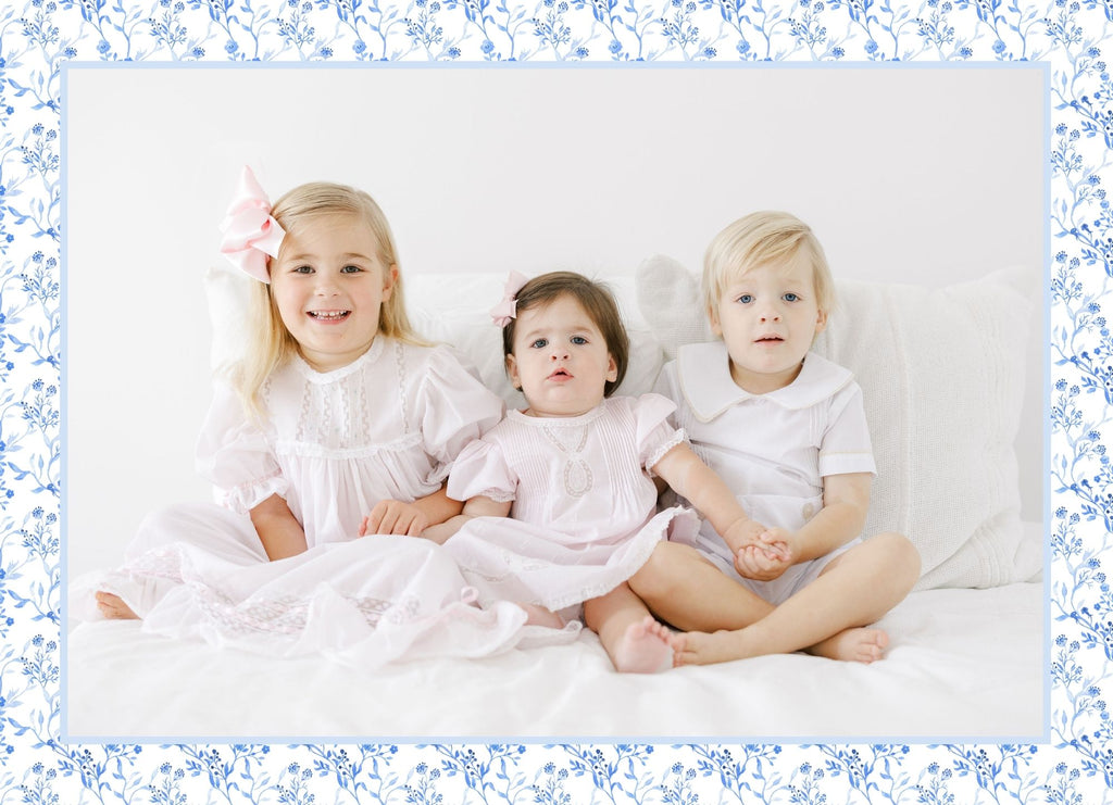 Blue Floral Holiday Card