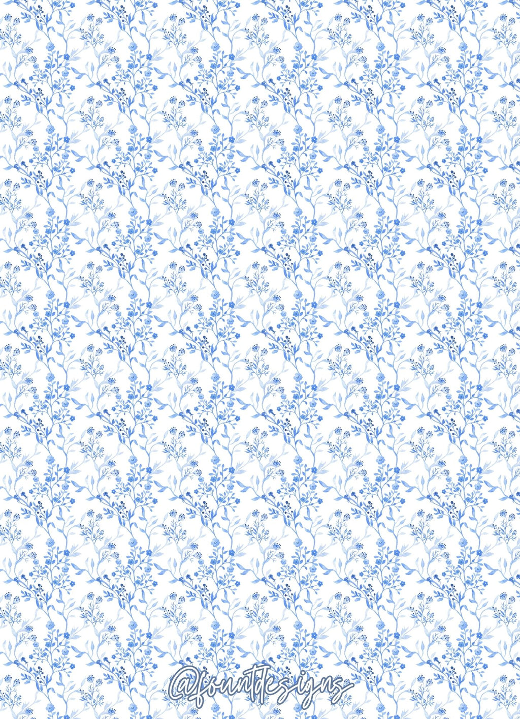 Blue Floral Holiday Card