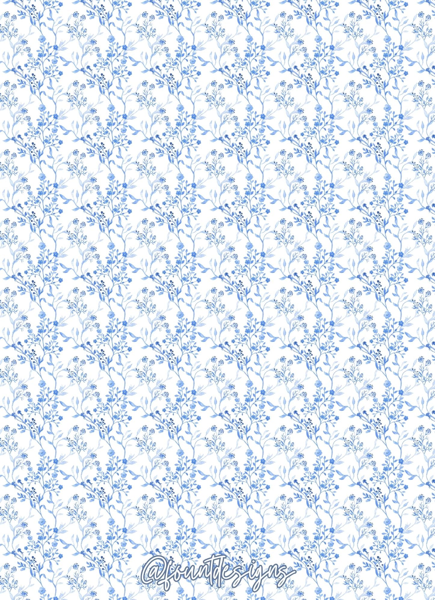 Blue Floral Holiday Card