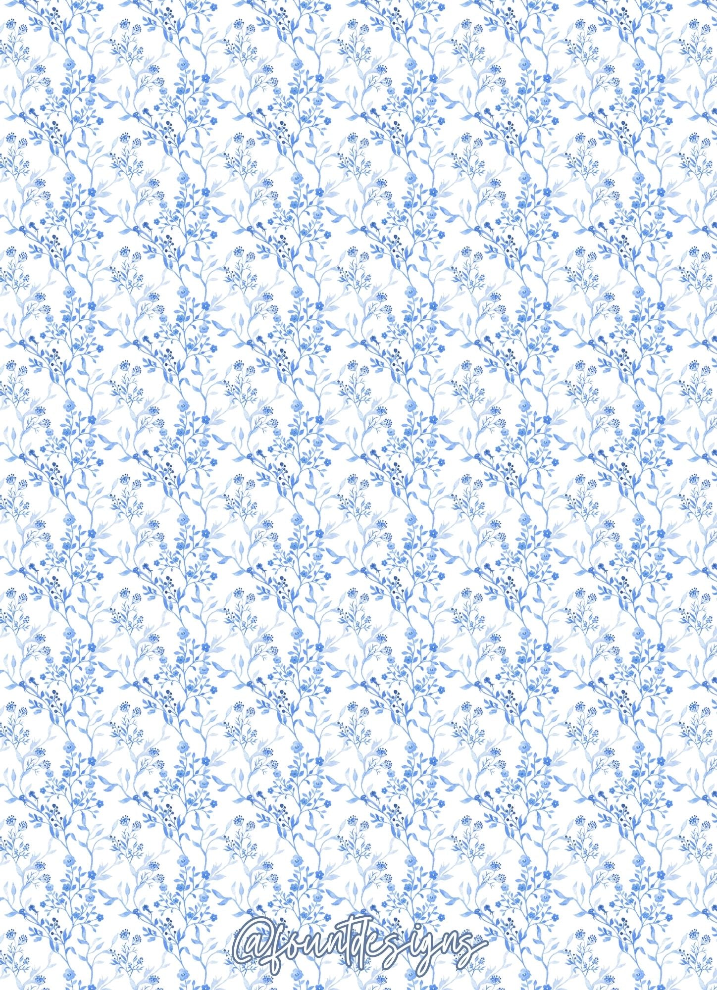 Blue Floral Holiday Card
