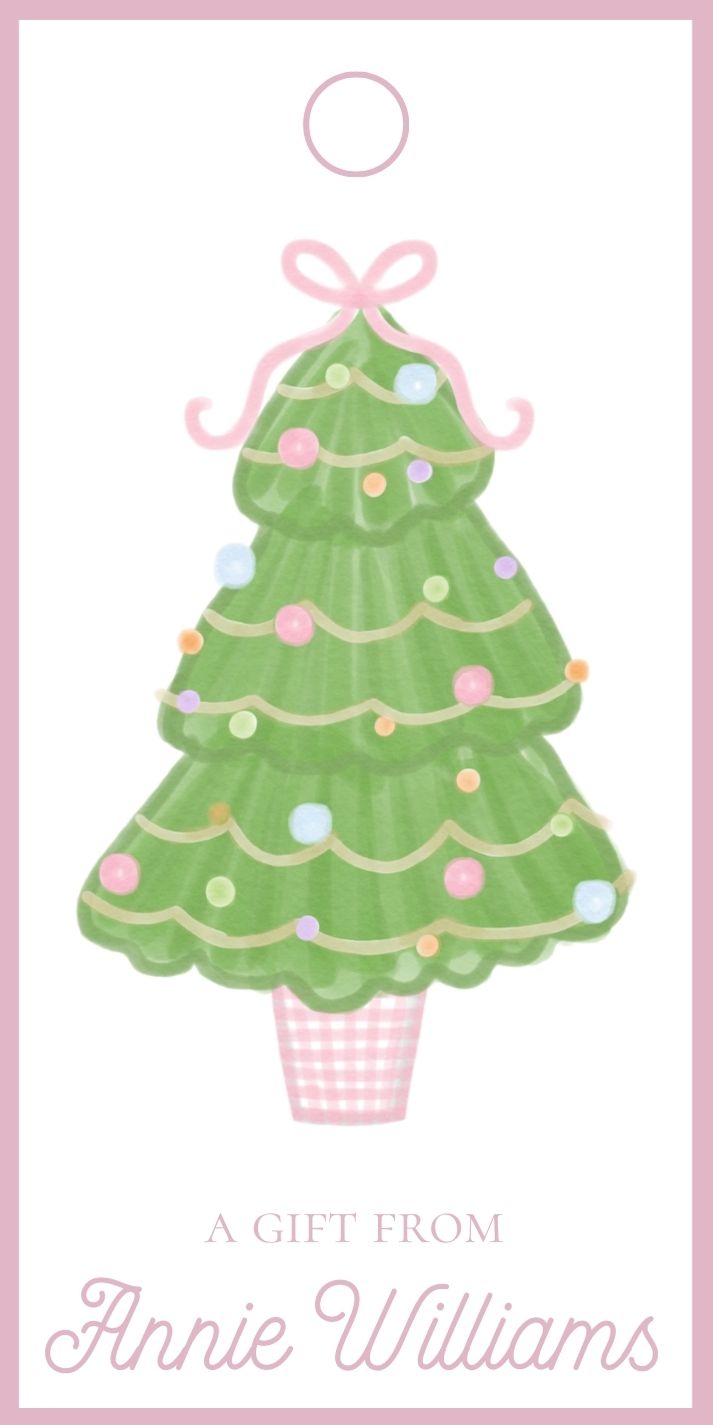 Pink Christmas Tree Rectangle Gift Tag