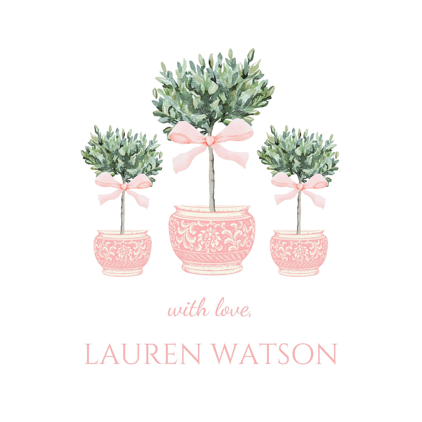 Pink Topiary Name Tag