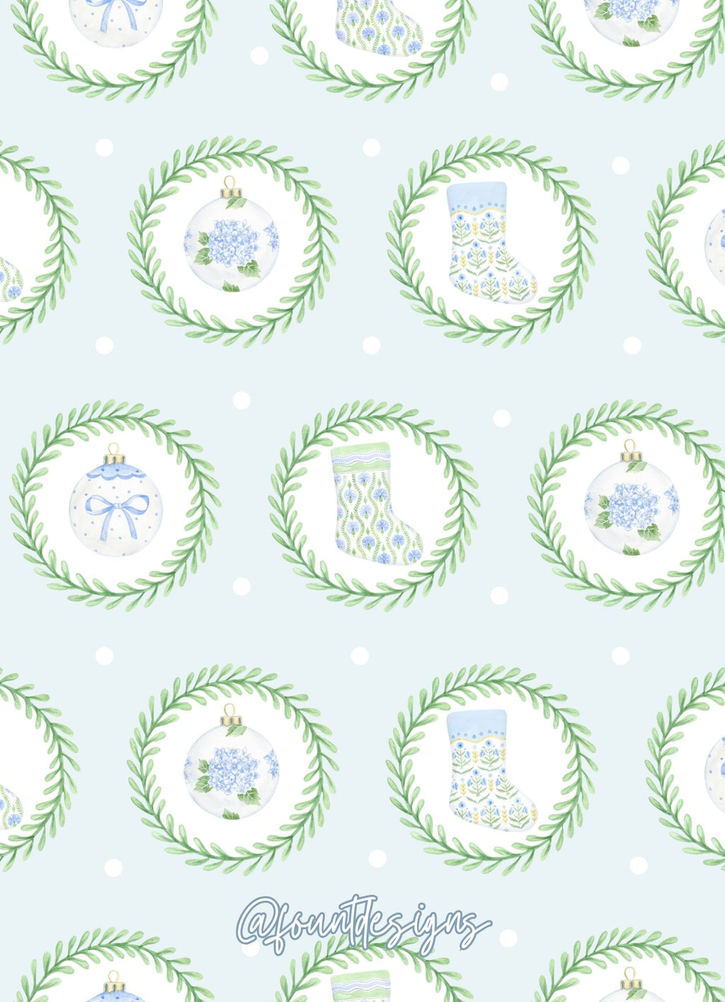 Blue and White Stockings Holiday Card