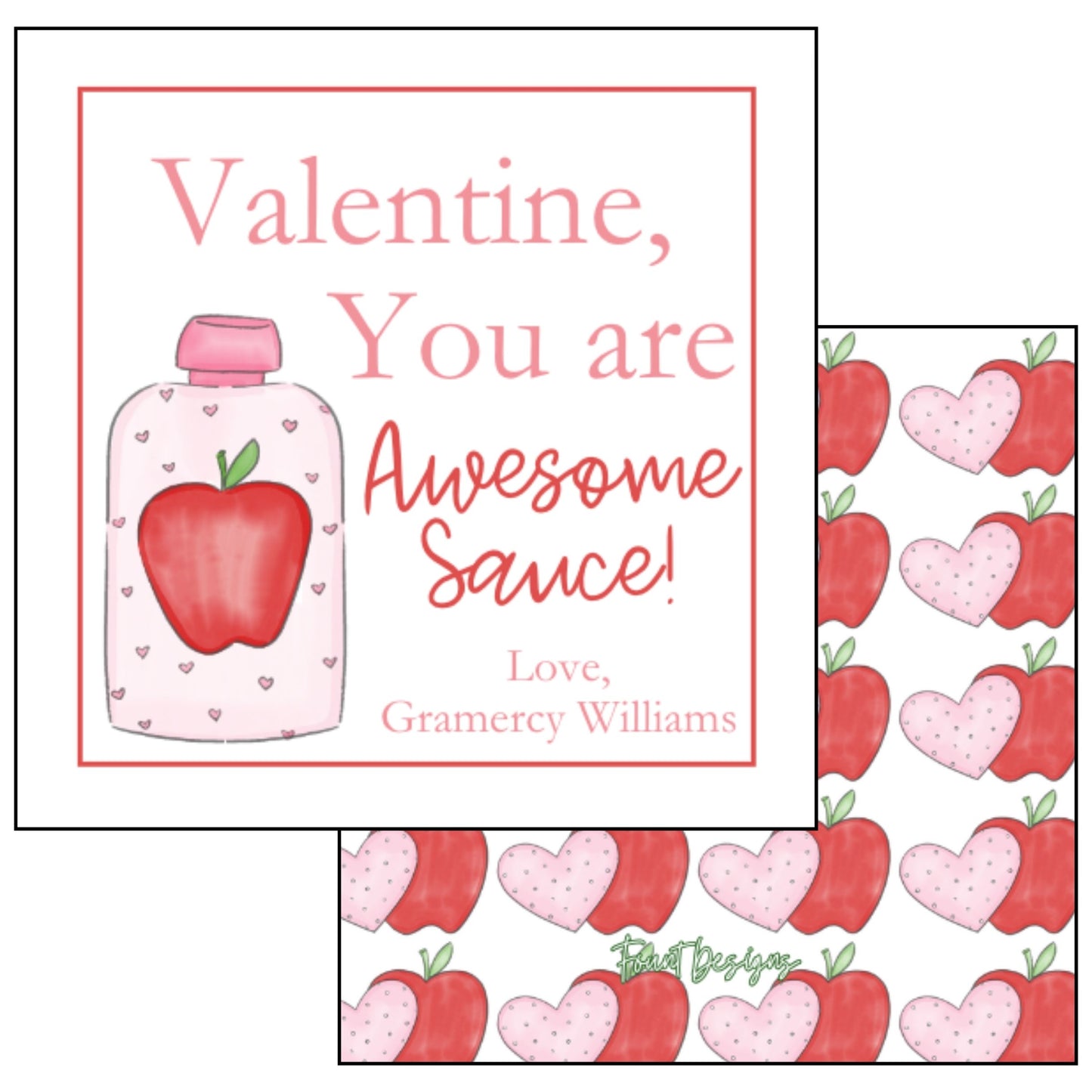 Girl's Applesauce Valentine's Card