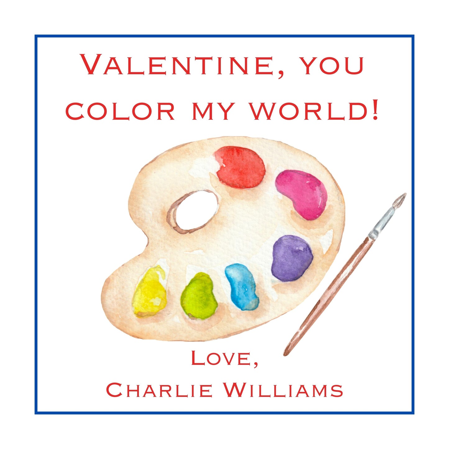 Boy's Art Palette Valentine's Card