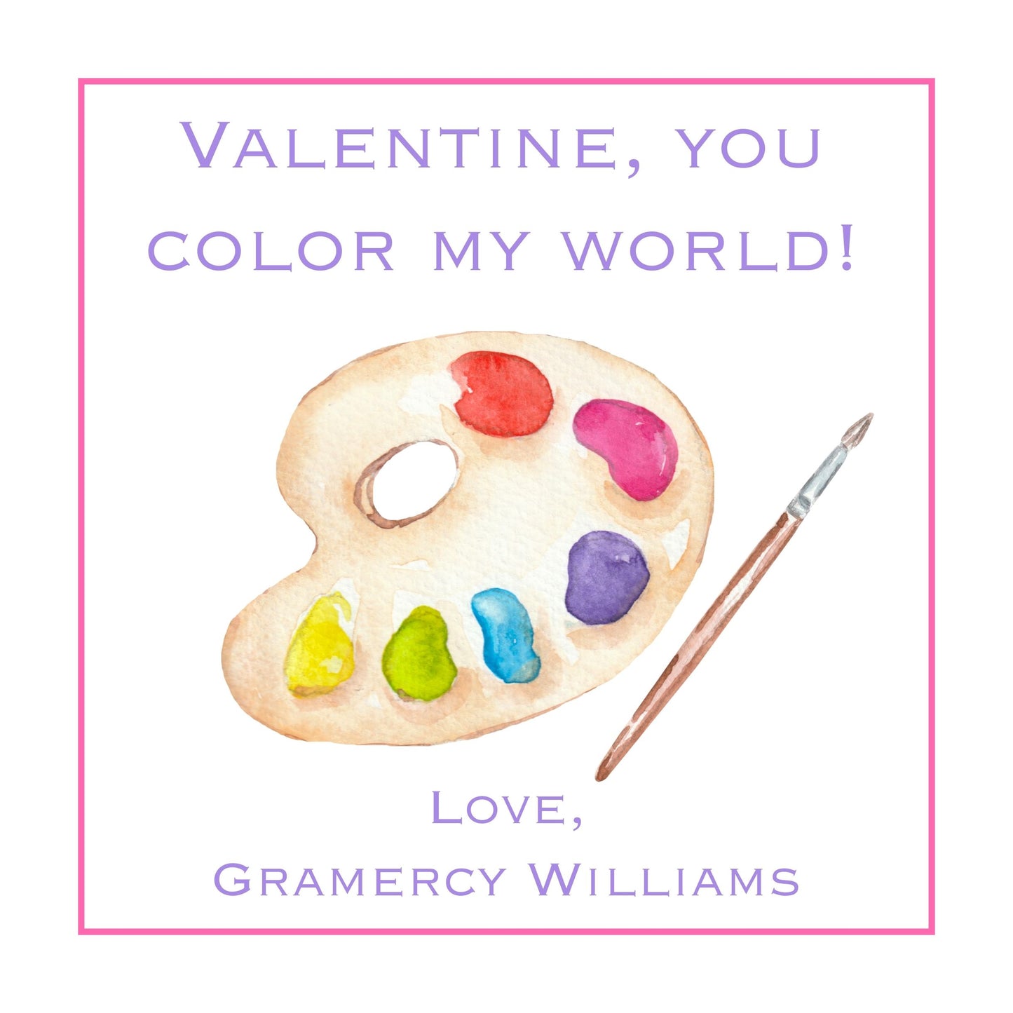 Girl's Art Palette Valentine's Card