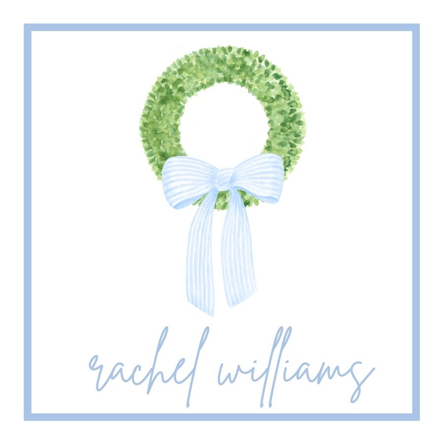 Wreath with Blue Bow Gift Tag