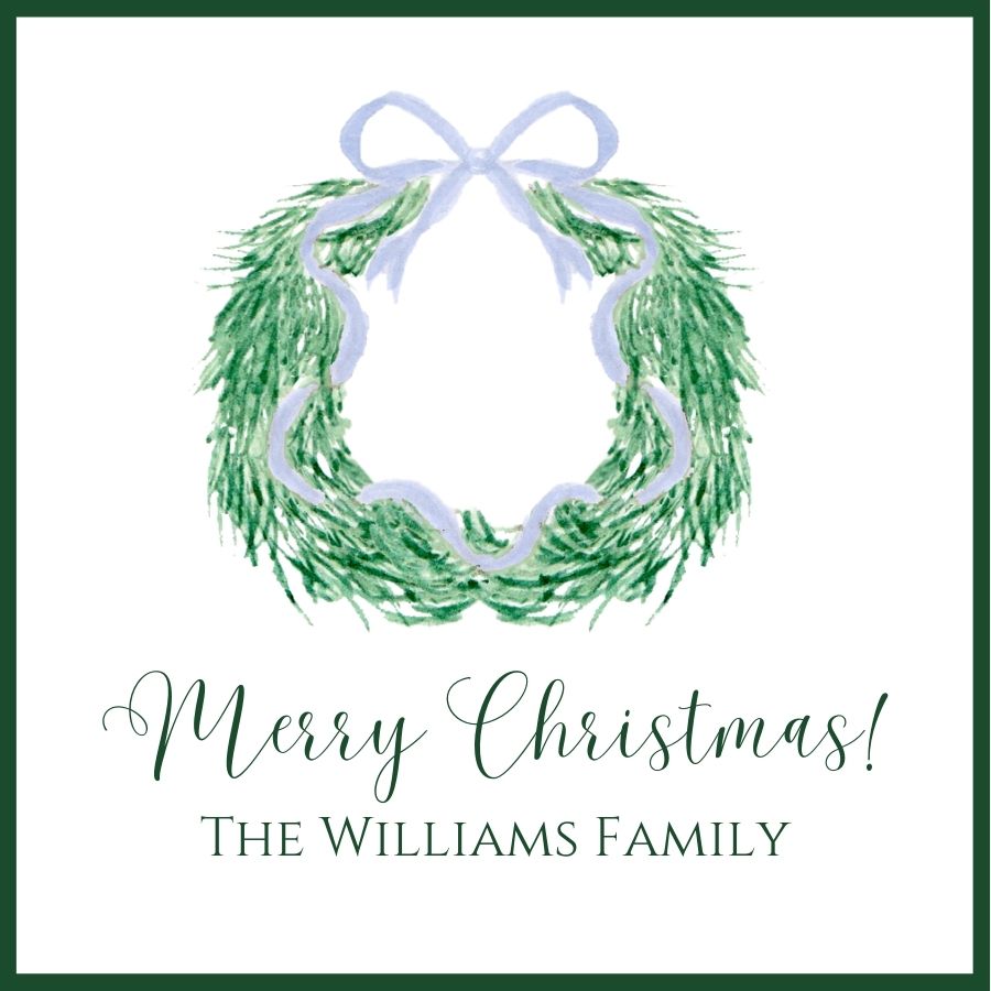 Blue Bow Wreath Gift Tags