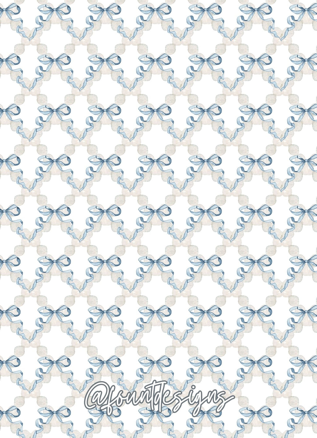 Blue Bows & Pearls Holiday Card