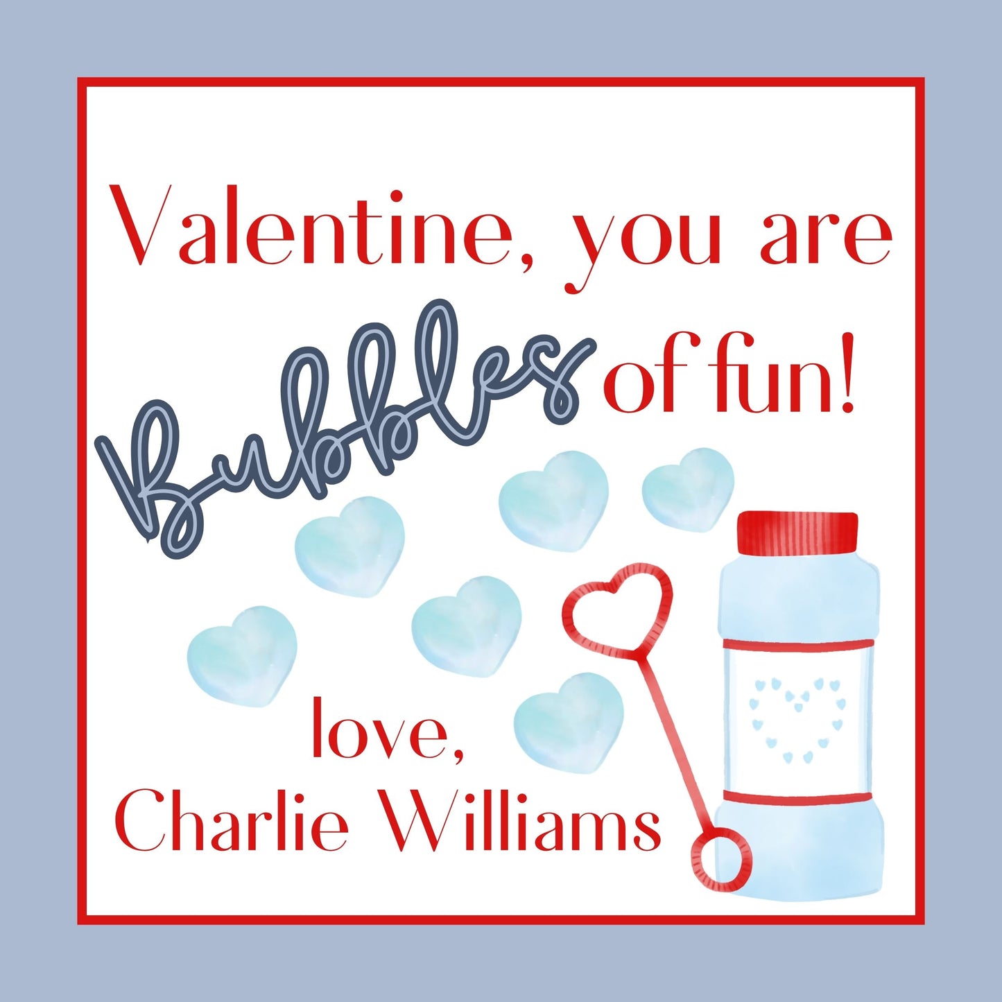 Boy's Bubbles Valentine's Card