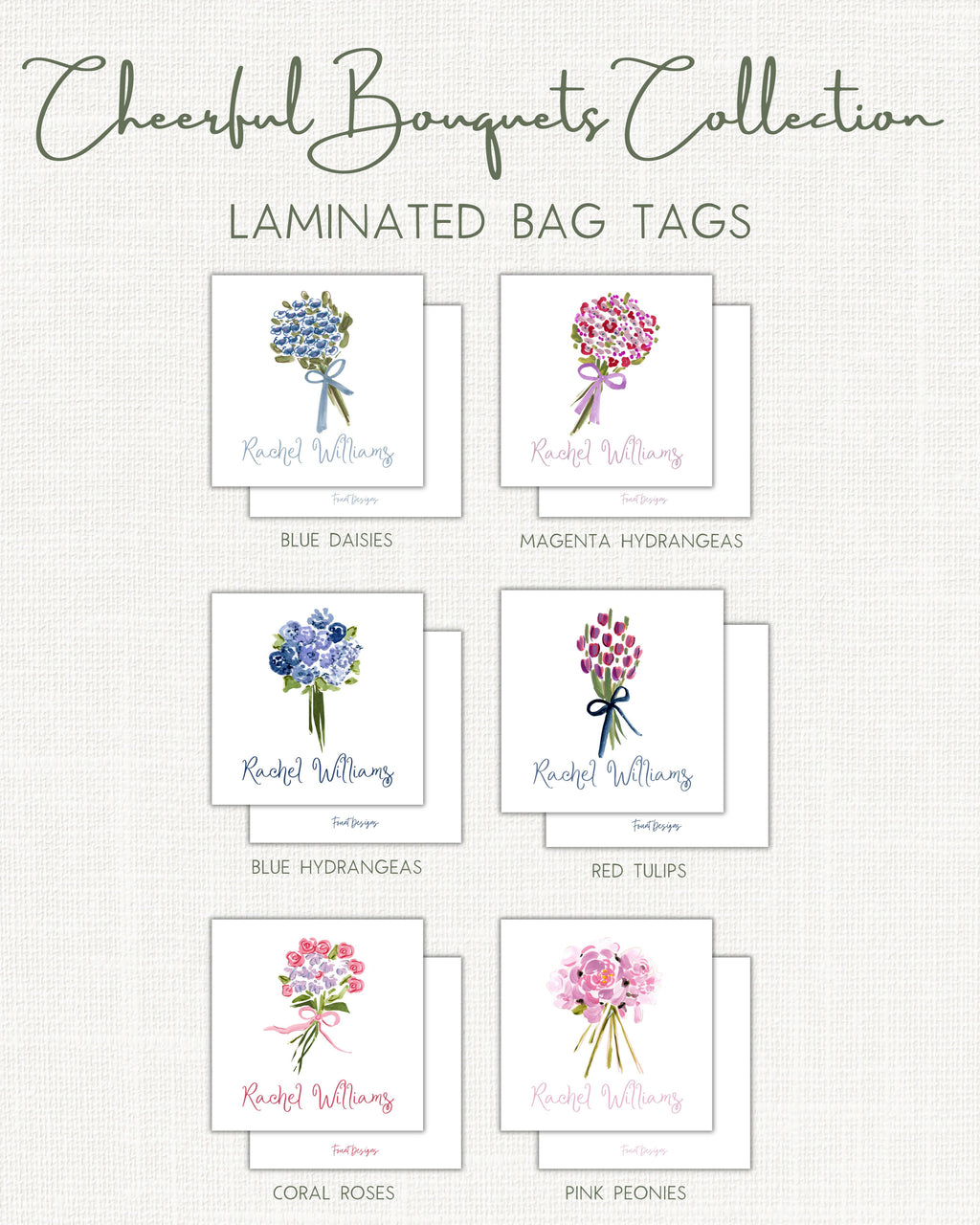 Cheerful Bouquets Laminated Bag Tags