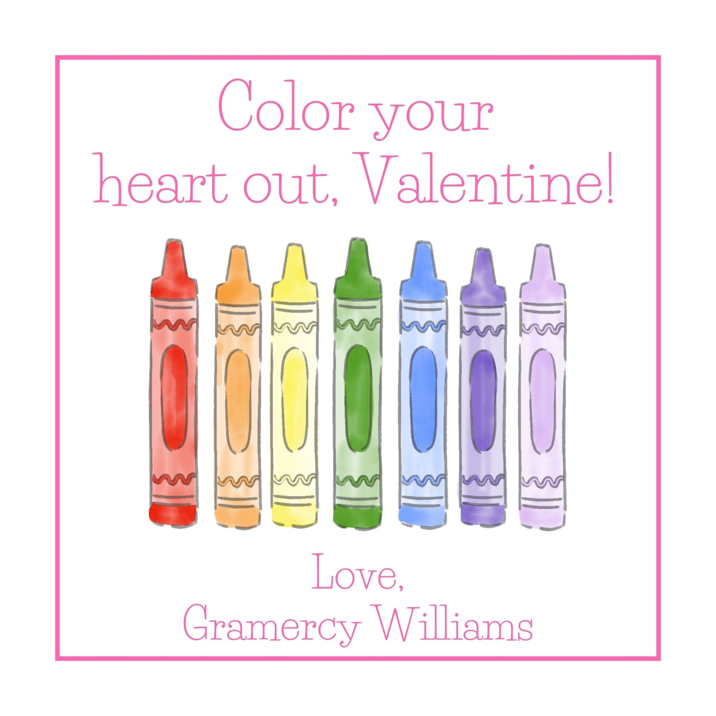 Girl's Crayons Valentine's Card