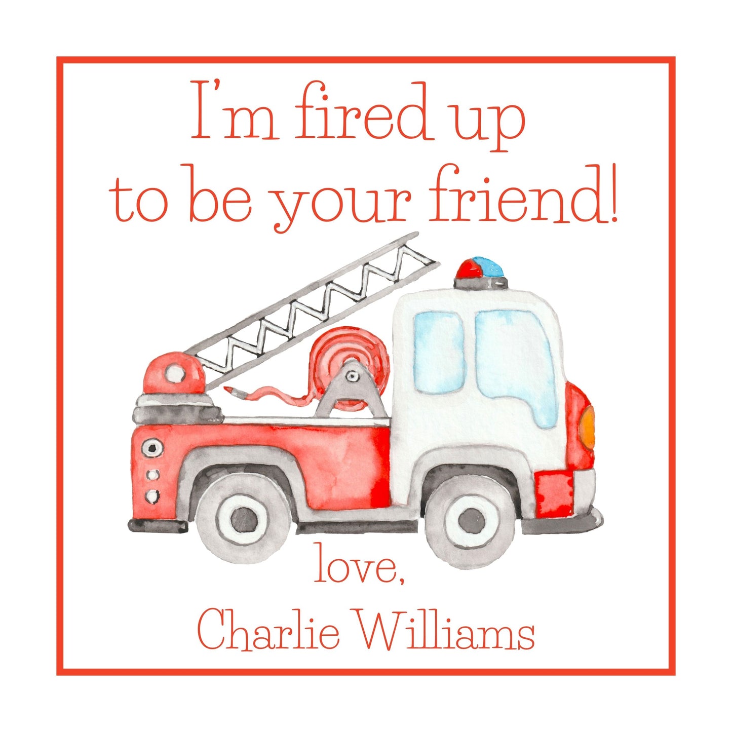 Firetrucks Valentine's Card