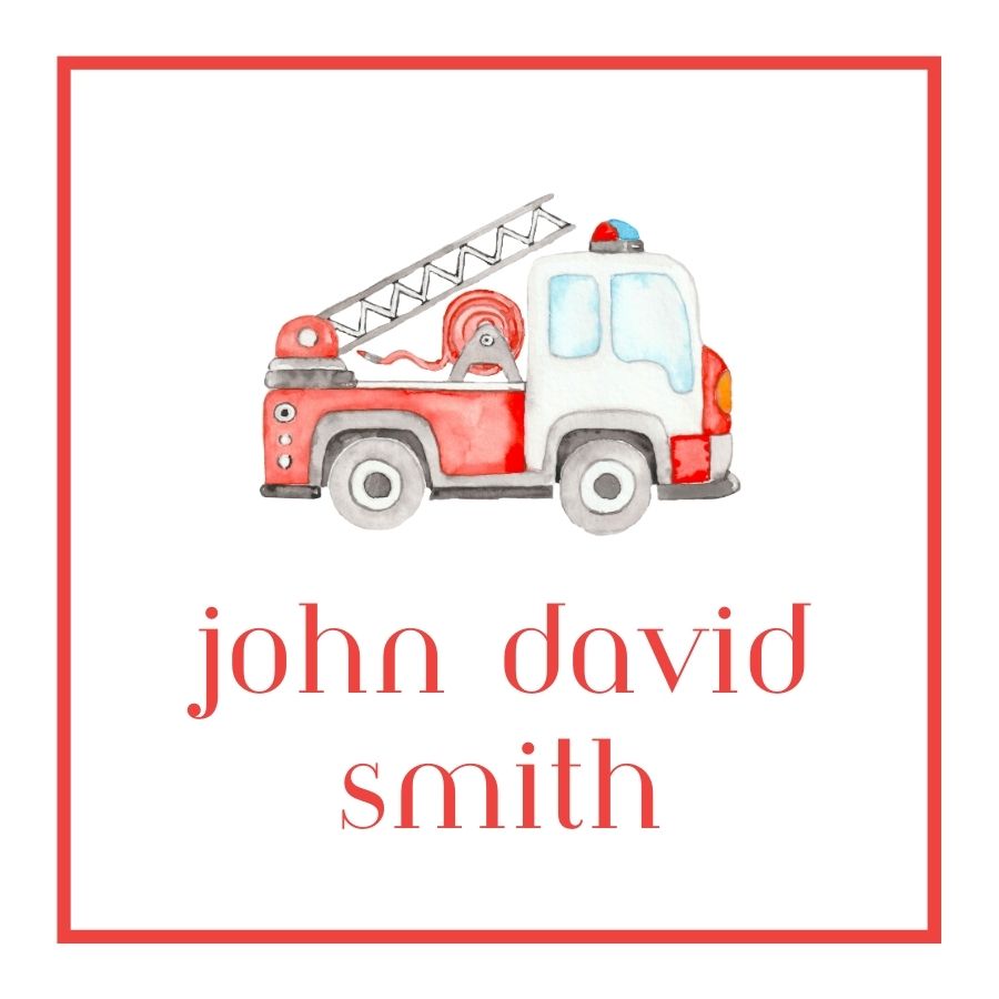 Fire Truck Gift Tag