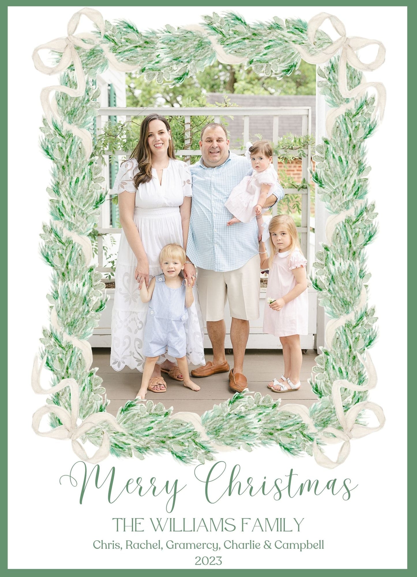 Sage Green Garland Holiday Card