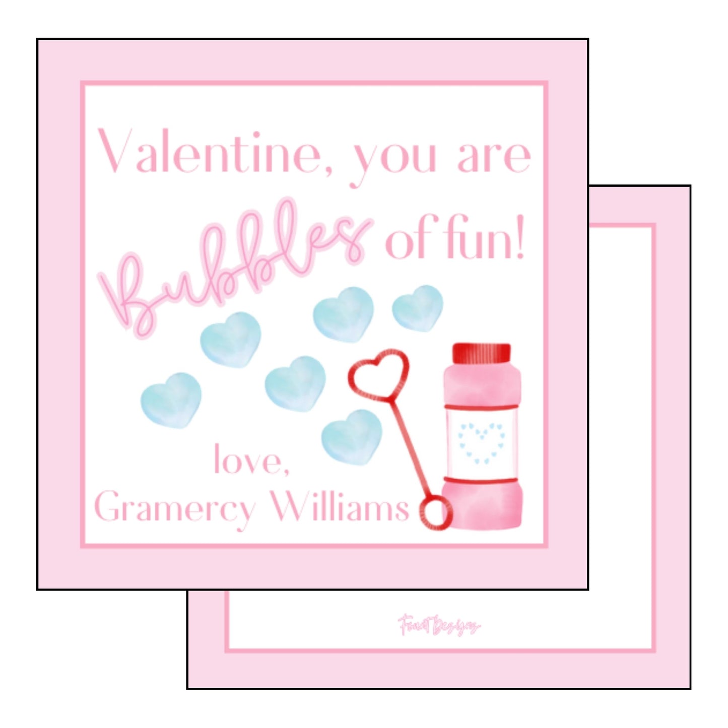 Girl's Bubbles Valentine's Card