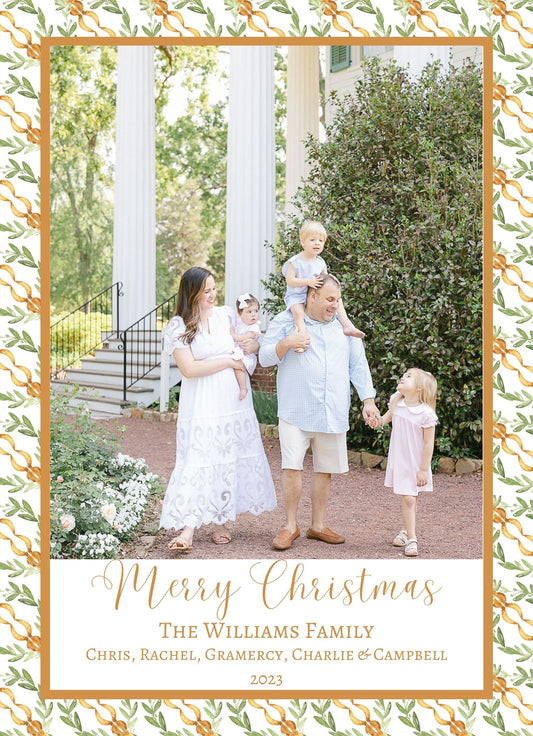 Gold & Greenery Holiday Card