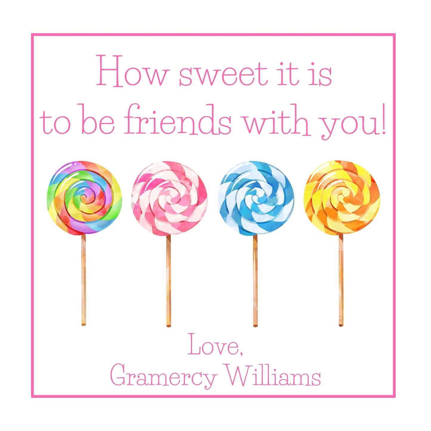 Girl's Lollipops Valentine's Card