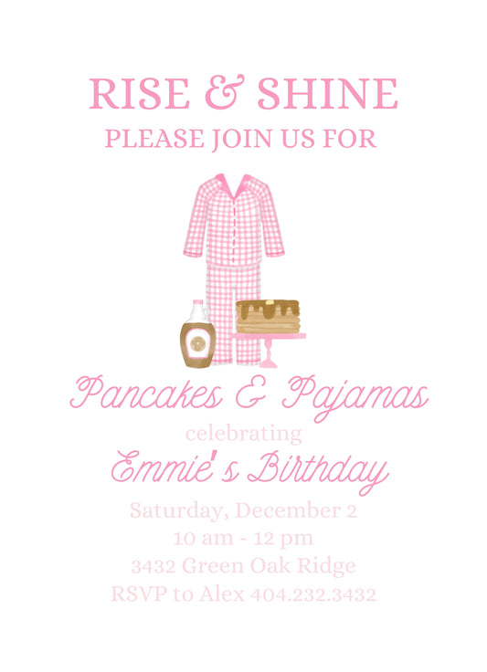 Pajamas and Pancakes Birthday Invitation