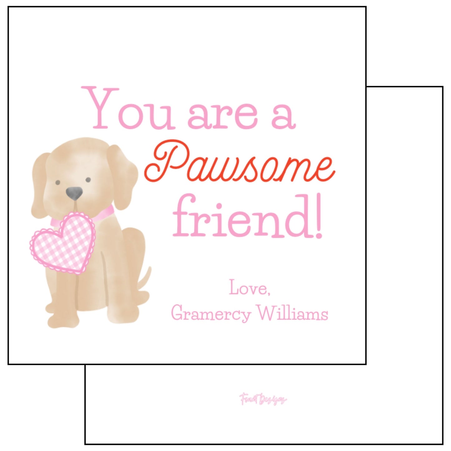 Girl Puppy Valentine's Card