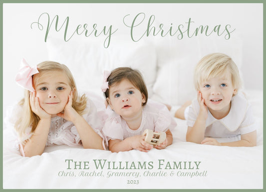 Garland & Red Ribbon Holiday Card