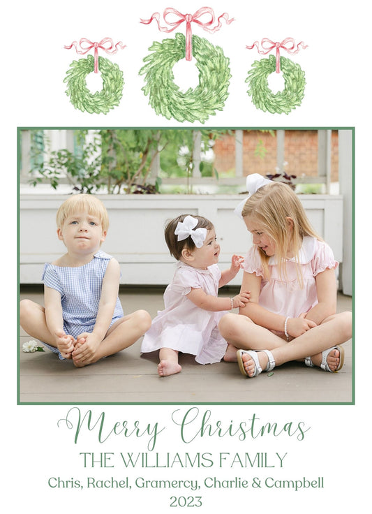 Red Bow & Greenery Holiday Card