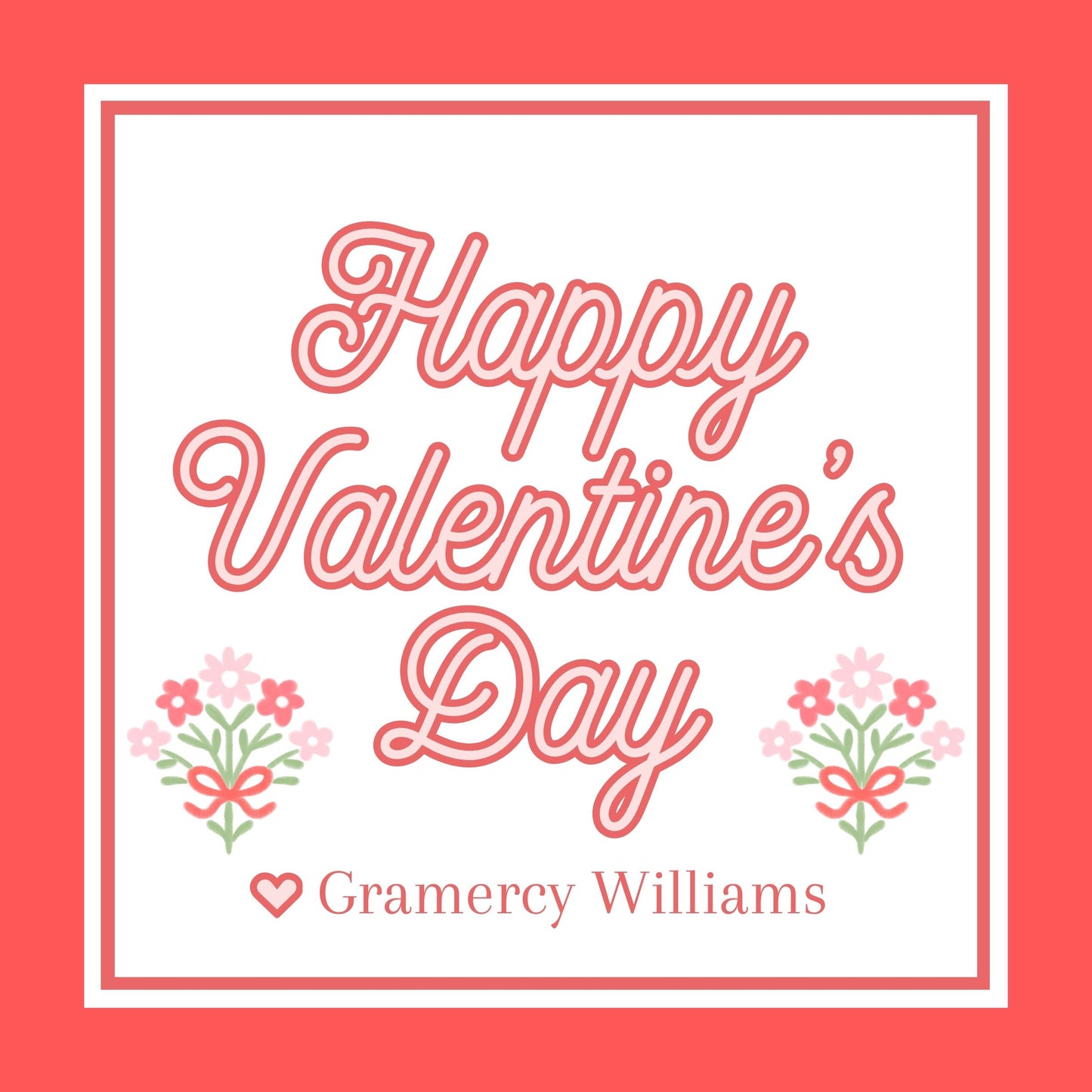 Red Scalloped Floral Valentine's Card
