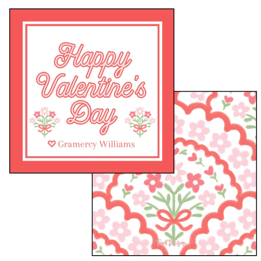 Red Scalloped Floral Valentine's Card
