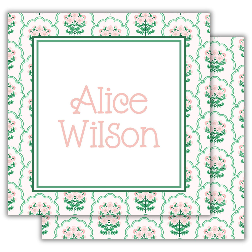 Pink and Green Block Print Gift Tag