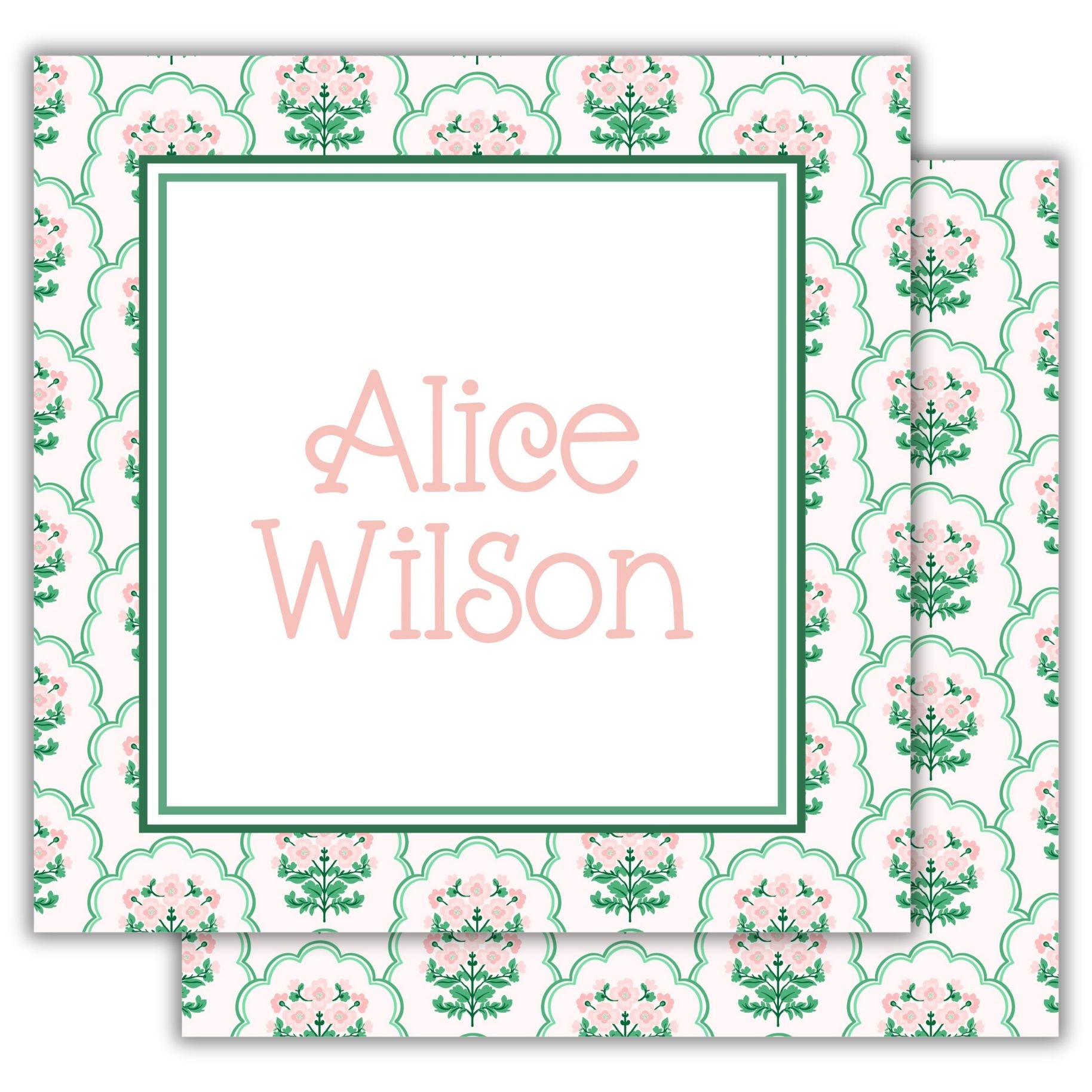 Pink and Green Block Print Gift Tag