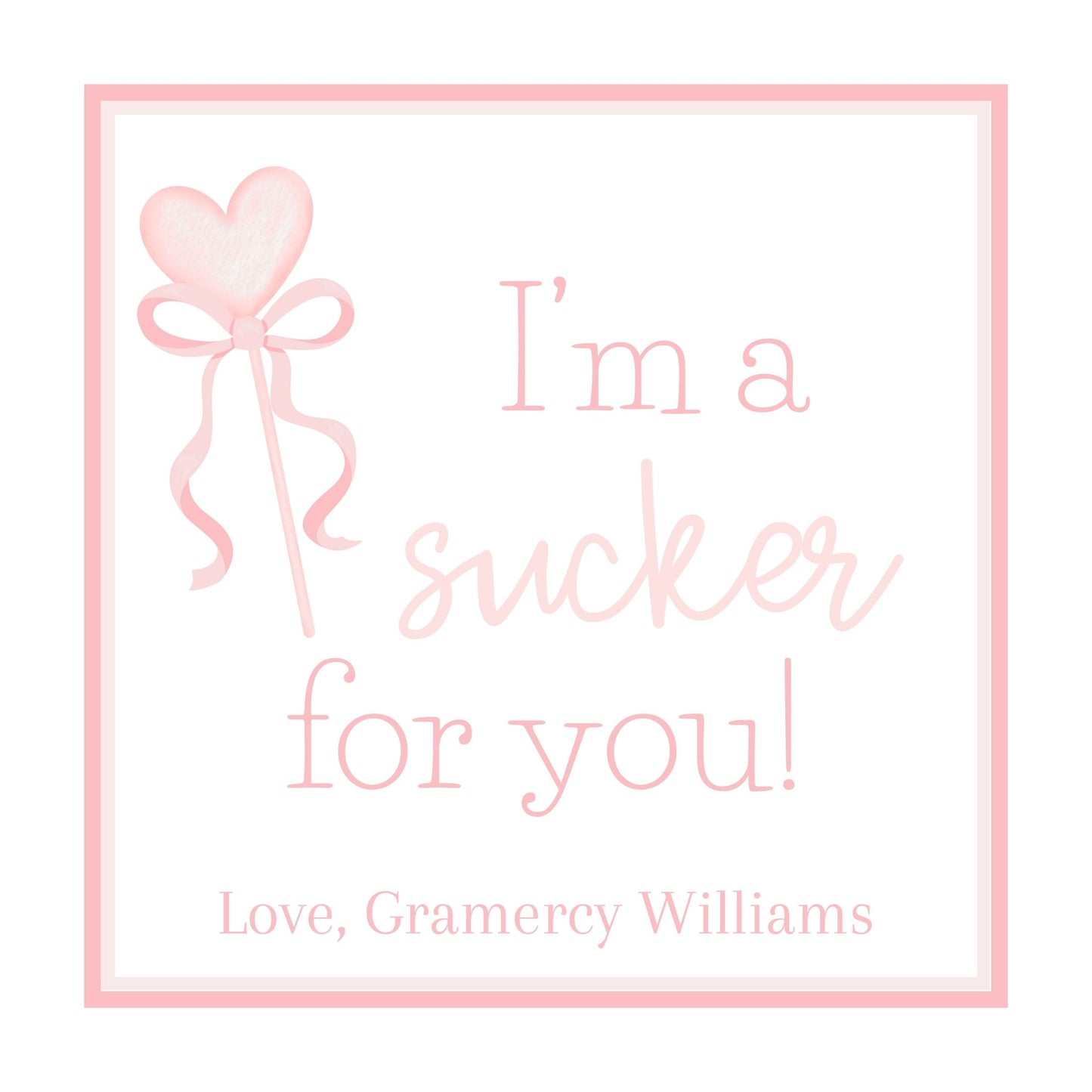 Girl's Sucker Valentine's Card