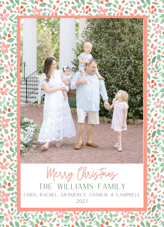 Coral Floral Holiday Card