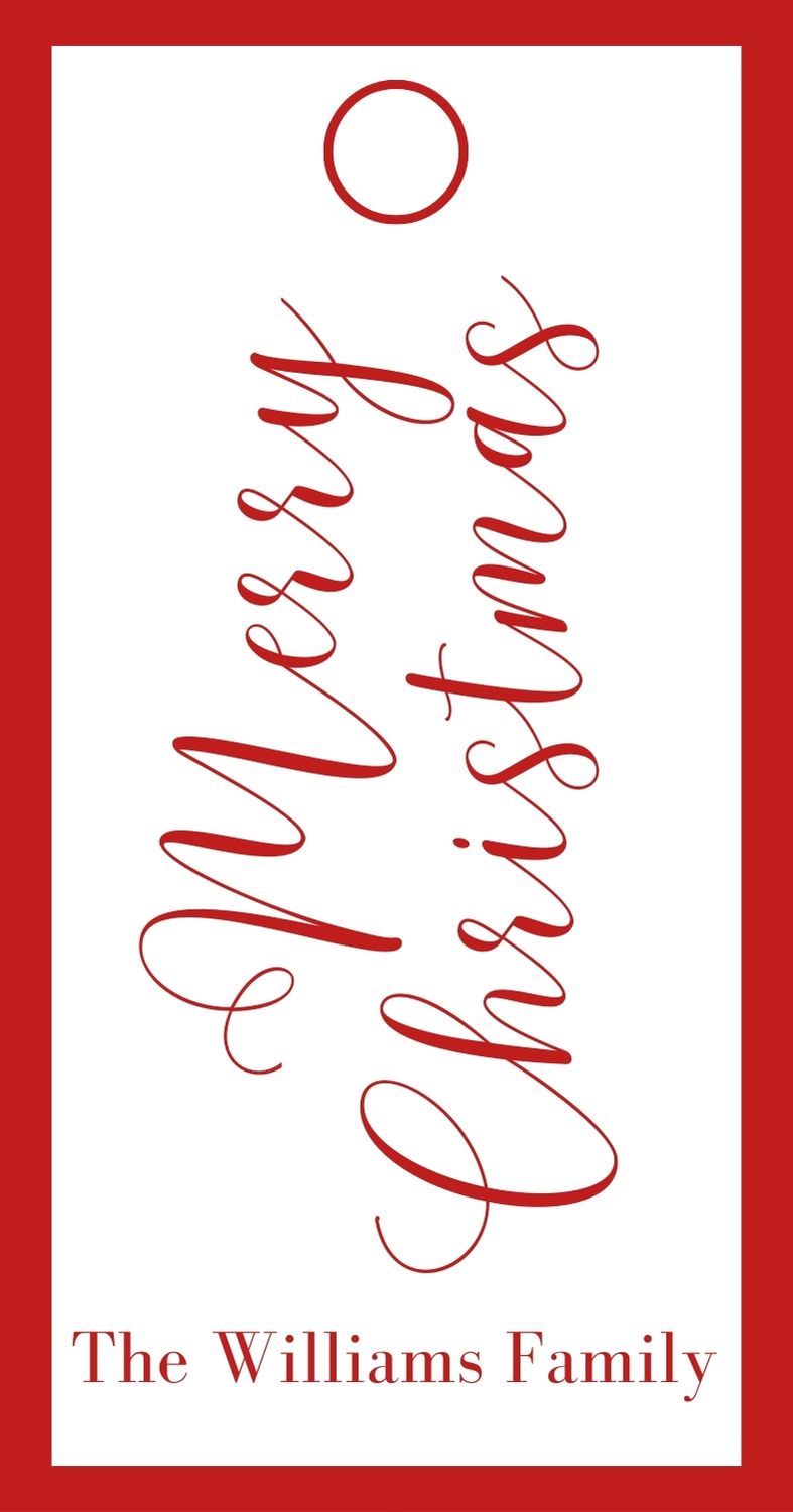 Script Christmas Garland Rectangle Gift Tag