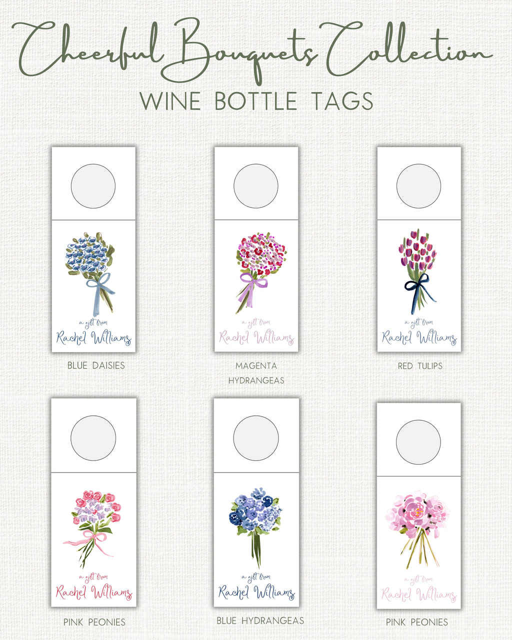 Cheerful Bouquets Wine Bottle Tags