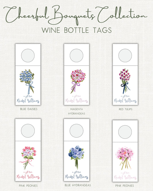 Cheerful Bouquets Wine Bottle Tags