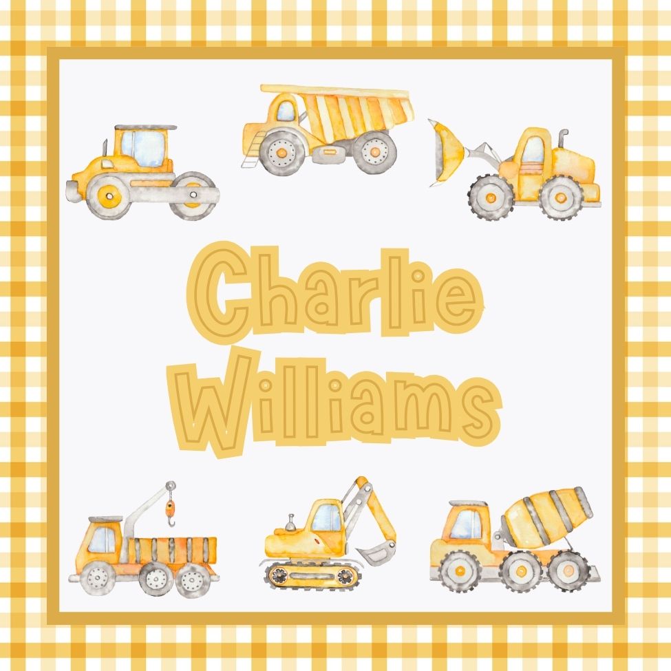 Yellow Construction Vehicles Gift Tag